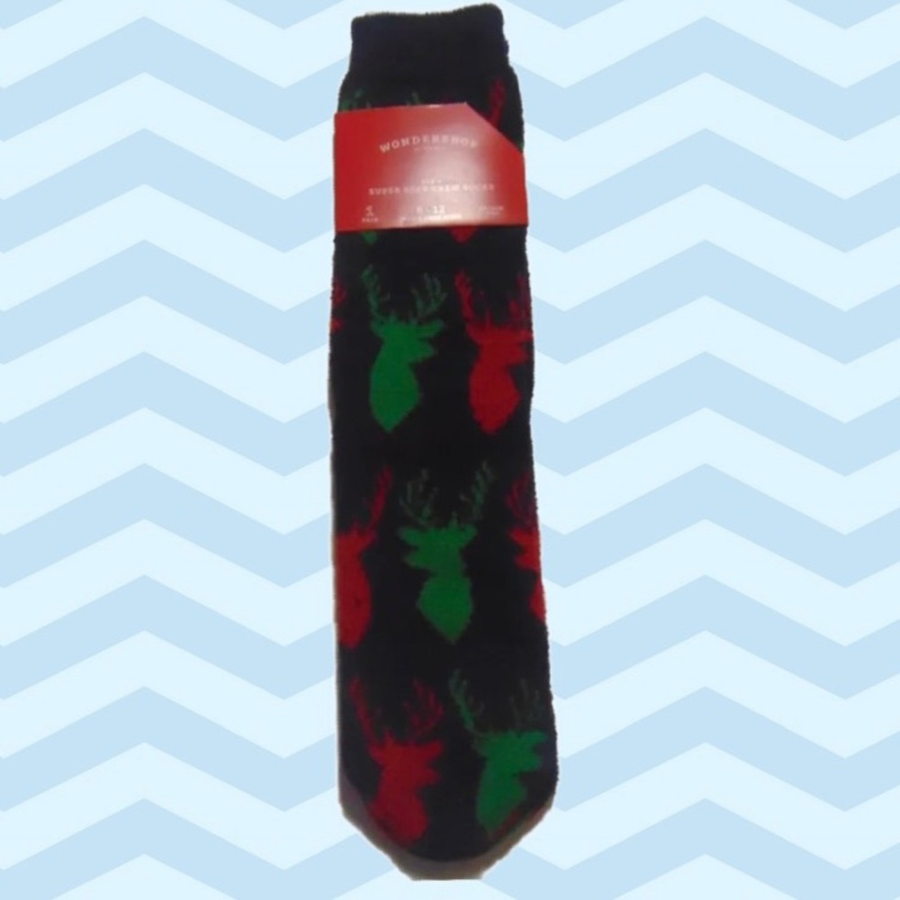 Wondershop At Target Men's Super Soft Crew Socks Reindeer Navy Size 6-12 3-Pair